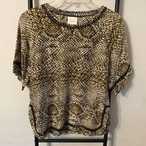 Anthropologie TRYB Snake Print 100% Silk Blouse Size Small/2